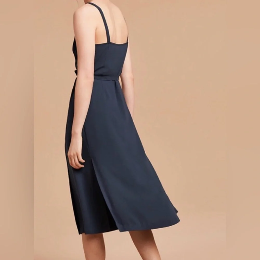 SOLD ARITZIA WILFRED astere wrap midi dress navy blue size XS - Picture 2 of 11
